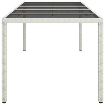 Gartentisch Weiß 250x100x75 cm Poly Rattan und Hartglas