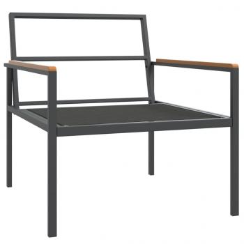 4-tlg. Garten-Lounge-Set mit Kissen Anthrazit Stahl