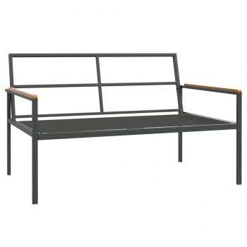 4-tlg. Garten-Lounge-Set mit Kissen Anthrazit Stahl