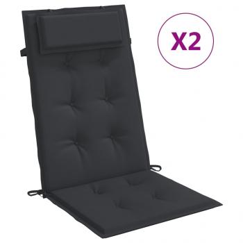 Hochlehner-Auflagen 2 Stk. Schwarz Oxford-Gewebe