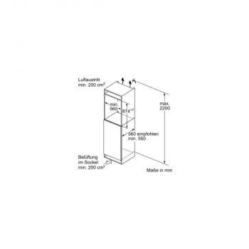 Bosch KIL22ADD1 Einbaukühlschrank mit Gefrierfach, Nischenhöhe 88 cm, 119 L, Festtürtechnik, Superkühlen, VitaFresh, LED Beleuchtung