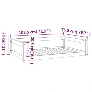 Hundebett 105,5x75,5x28 cm Massivholz Kiefer