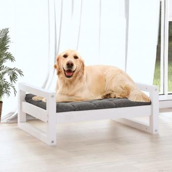 ARDEBO.de - Hundebett Weiß 75,5x55,5x28 cm Massivholz Kiefer