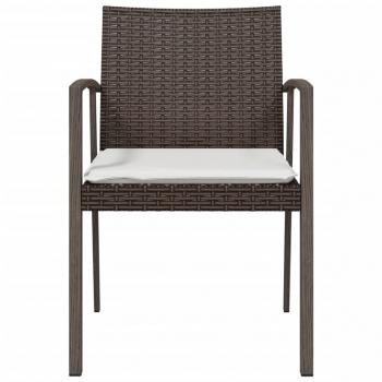 Gartenstühle mit Kissen 2 Stk. Braun 56,5x57x83 cm Poly Rattan