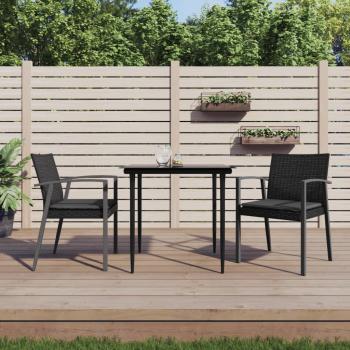 ARDEBO.de - Gartenstühle mit Kissen 2 Stk. Schwarz 56,5x57x83cm Poly Rattan