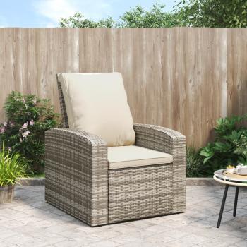 ARDEBO.de - Gartensessel Verstellbar mit Kissen Hellbraun Poly Rattan