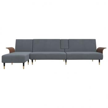 ARDEBO.de - Schlafsofa in L-Form Dunkelgrau 279x140x70 cm Samt