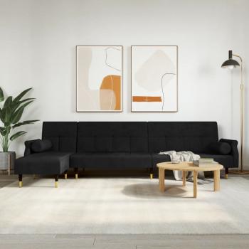 ARDEBO.de - Schlafsofa in L-Form Schwarz 271x140x70 cm Samt
