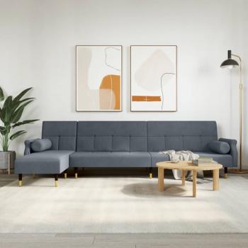 ARDEBO.de - Schlafsofa in L-Form Dunkelgrau 271x140x70 cm Samt