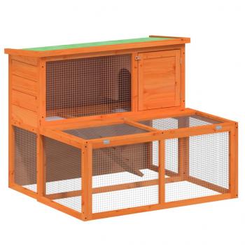 Kaninchenstall Braun 102x90x84,5 cm Massivholz Kiefer