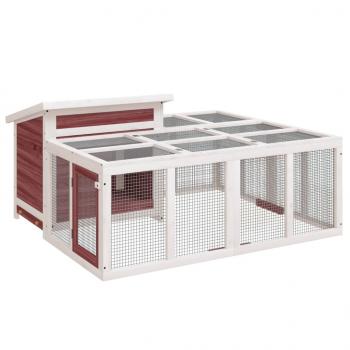 Kaninchenstall Mokka 144x123x67,5 cm Massivholz Kiefer