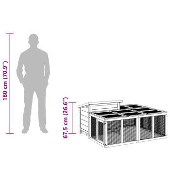 Kaninchenstall Mokka 144x123x67,5 cm Massivholz Kiefer