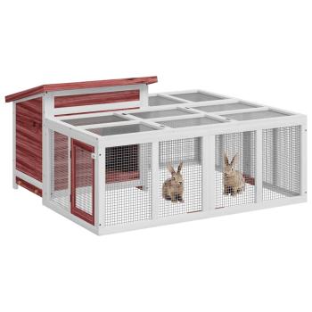 Kaninchenstall Mokka 144x123x67,5 cm Massivholz Kiefer