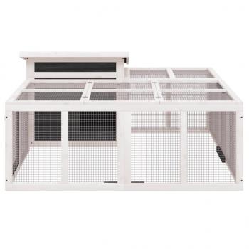 Kaninchenstall Grau 144x123x67,5 cm Massivholz Kiefer