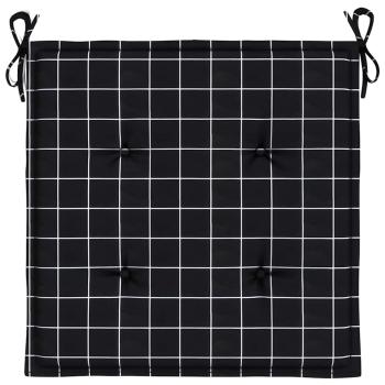 Gartenstuhl-Kissen 6 Stk. Schwarz Karomuster 50x50x3 cm Stoff