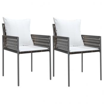 3-tlg. Garten-Essgruppe mit Kissen Poly Rattan und Stahl