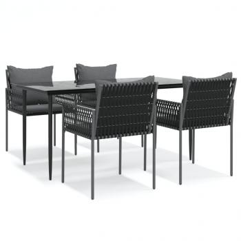 5-tlg. Garten-Essgruppe mit Kissen Poly Rattan und Stahl