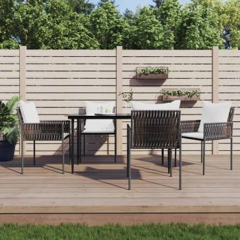 ARDEBO.de - 5-tlg. Garten-Essgruppe mit Kissen Poly Rattan und Stahl