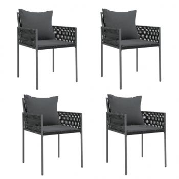 5-tlg. Garten-Essgruppe mit Kissen Poly Rattan und Stahl