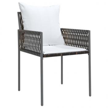 5-tlg. Garten-Essgruppe mit Kissen Poly Rattan und Stahl