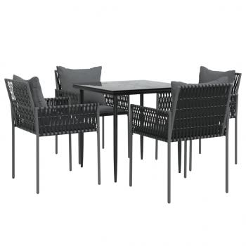 5-tlg. Garten-Essgruppe mit Kissen Poly Rattan und Stahl