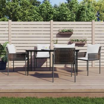 ARDEBO.de - 5-tlg. Garten-Essgruppe mit Kissen Poly Rattan und Stahl
