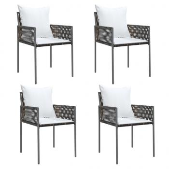 5-tlg. Garten-Essgruppe mit Kissen Poly Rattan und Stahl