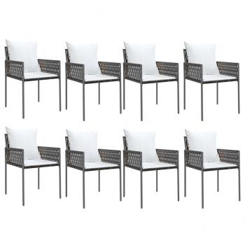9-tlg. Garten-Essgruppe mit Kissen Poly Rattan und Stahl