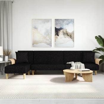 ARDEBO.de - Schlafsofa in L-Form Schwarz 279x140x70 cm Stoff