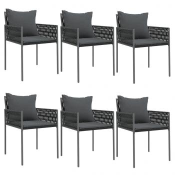 7-tlg. Garten-Essgruppe mit Kissen Poly Rattan und Stahl