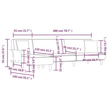 Schlafsofa in L-Form Dunkelgrau 279x140x70 cm Stoff