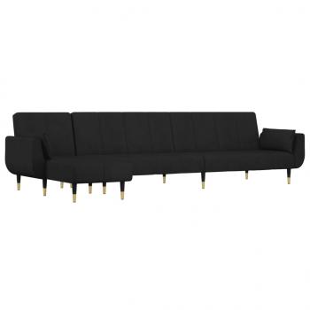 Schlafsofa in L-Form Schwarz 275x140x70 cm Samt