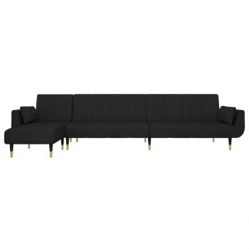 Schlafsofa in L-Form Schwarz 275x140x70 cm Samt