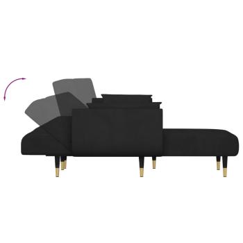 Schlafsofa in L-Form Schwarz 275x140x70 cm Samt