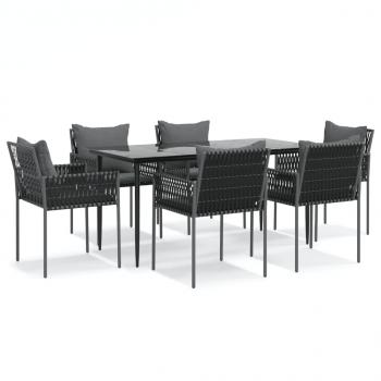 7-tlg. Garten-Essgruppe mit Kissen Poly Rattan und Stahl
