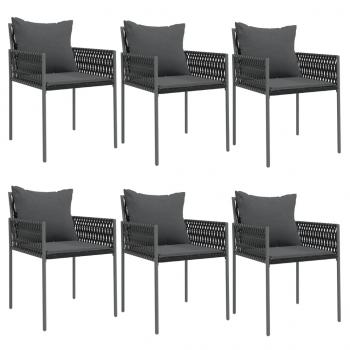 7-tlg. Garten-Essgruppe mit Kissen Poly Rattan und Stahl
