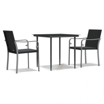 3-tlg. Garten-Essgruppe mit Kissen Poly Rattan und Stahl