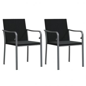 3-tlg. Garten-Essgruppe mit Kissen Poly Rattan und Stahl