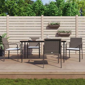 ARDEBO.de - 5-tlg. Garten-Essgruppe mit Kissen Poly Rattan und Stahl