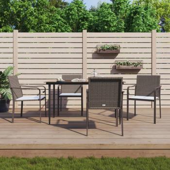 ARDEBO.de - 5-tlg. Garten-Essgruppe mit Kissen Poly Rattan und Stahl