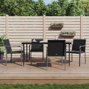 ARDEBO.de - 5-tlg. Garten-Essgruppe mit Kissen Poly Rattan und Stahl