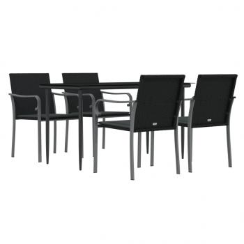 5-tlg. Garten-Essgruppe mit Kissen Poly Rattan und Stahl