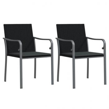 3-tlg. Garten-Essgruppe mit Kissen Poly Rattan und Stahl