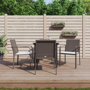 ARDEBO.de - 5-tlg. Garten-Essgruppe mit Kissen Poly Rattan und Stahl