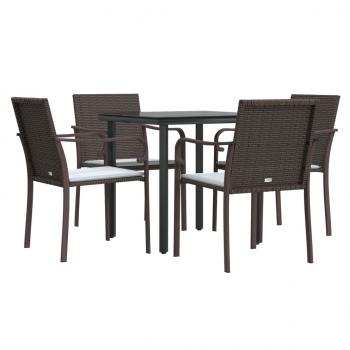 5-tlg. Garten-Essgruppe mit Kissen Poly Rattan und Stahl