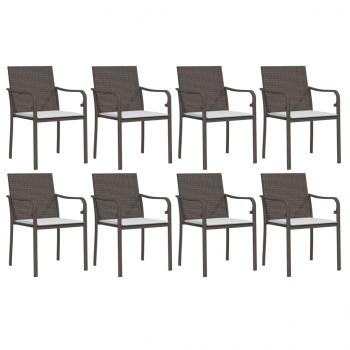 9-tlg. Garten-Essgruppe mit Kissen Poly Rattan und Stahl