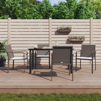 ARDEBO.de - 5-tlg. Garten-Essgruppe mit Kissen Poly Rattan und Stahl