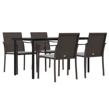 5-tlg. Garten-Essgruppe mit Kissen Poly Rattan und Stahl