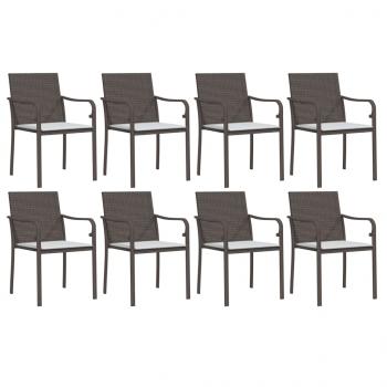 9-tlg. Garten-Essgruppe mit Kissen Poly Rattan und Stahl