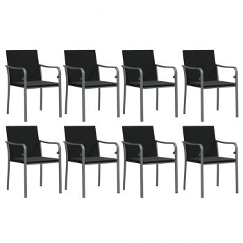 9-tlg. Garten-Essgruppe mit Kissen Poly Rattan und Stahl